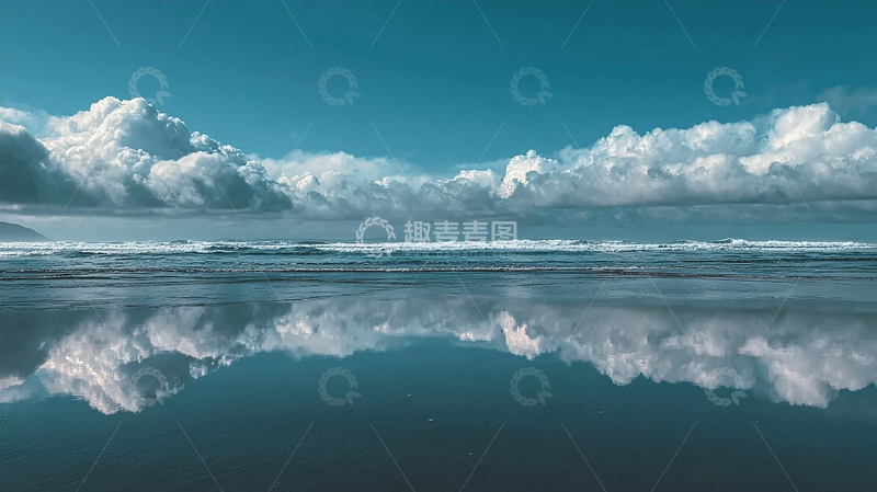 高清大图下载【趣麦麦图】海天一线的镜像奇观