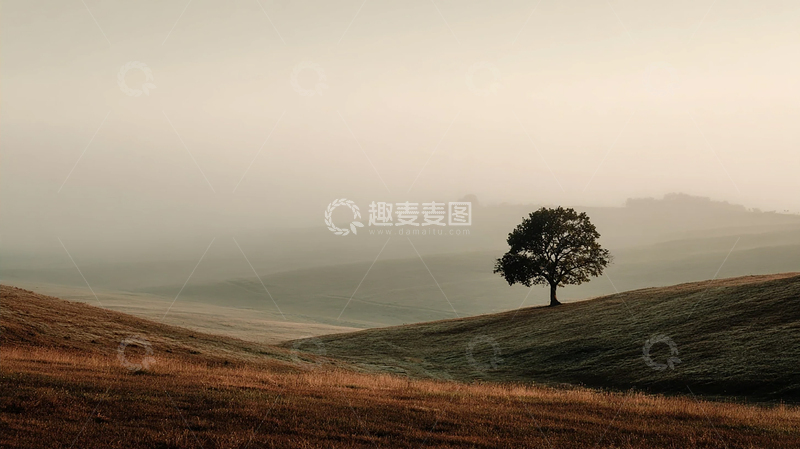 高清大图下载【趣麦麦图】孤独之树的静谧黎明