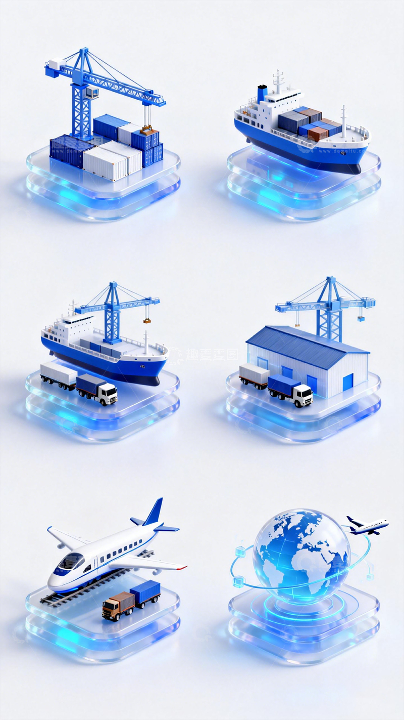高清大图下载【趣麦麦图】科技感国际物流场景模型