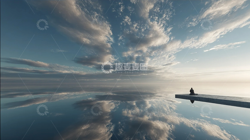 高清大图下载【趣麦麦图】天空之镜：云海倒映奇幻景观