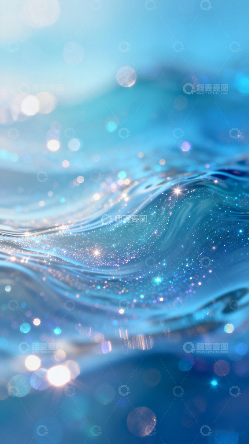 高清大图下载【趣麦麦图】梦幻蓝色水面光影效果