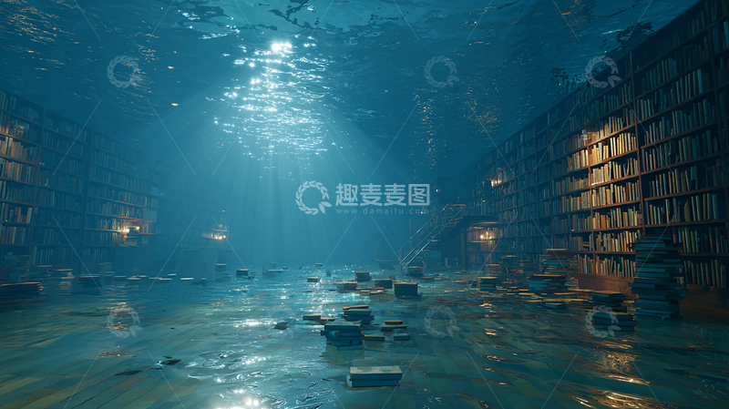 高清大图下载【趣麦麦图】深海藏书秘境的奇幻探险