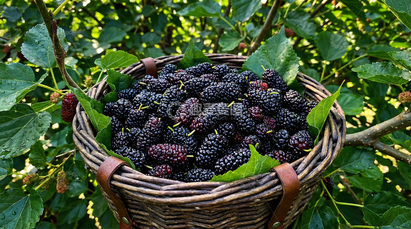 高清大图下载【趣麦麦图】-篮子满载黑莓丰收景象