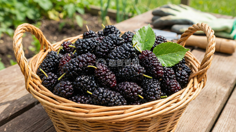 高清大图下载【趣麦麦图】田园风桑葚丰收篮景