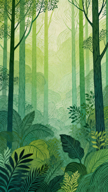 森林绿意盎然插画