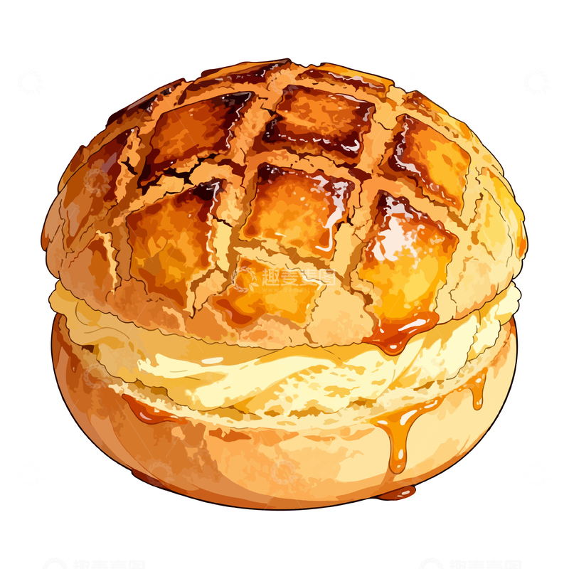 源文件下载【趣麦麦图】水彩风格酥皮糕点插画