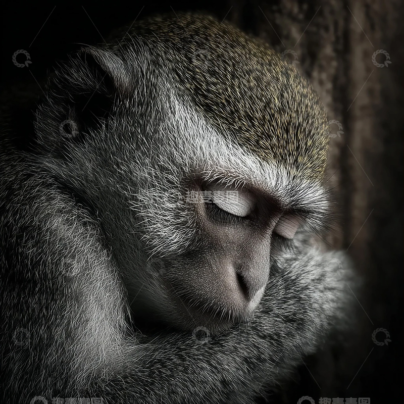 高清大图下载【趣麦麦图】静谧的梦境中的金刚猿