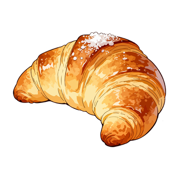 手绘金黄羊角面包