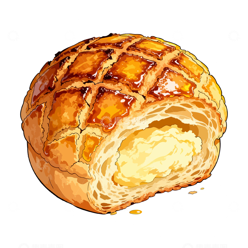 源文件下载【趣麦麦图】手绘酥皮点心插画