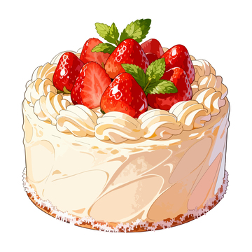 美味草莓奶油蛋糕插画