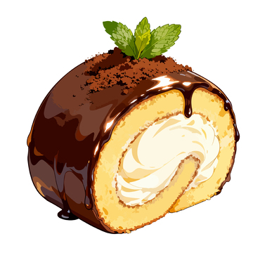 美味巧克力卷冰淇淋插画