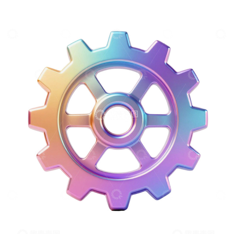 高清大图下载【趣麦麦图】彩虹齿轮金属质感图标设计元素