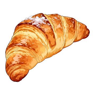 手绘风格金黄可颂面包