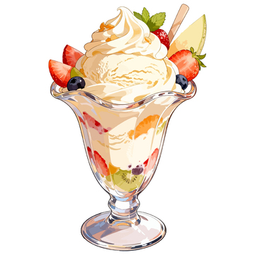 精致冰淇淋甜点手绘插画