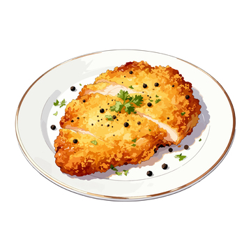 美味炸猪排手绘美食插画