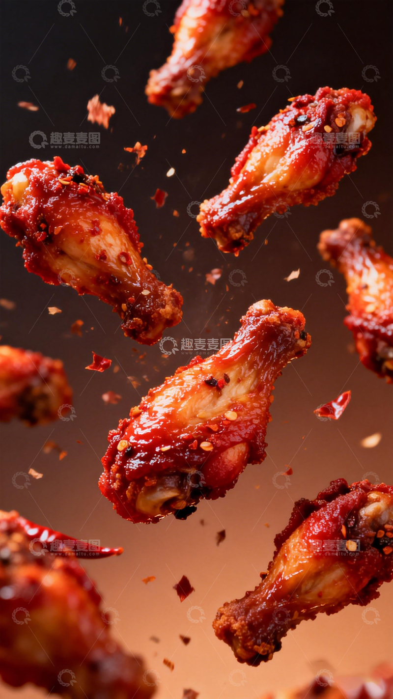 高清大图下载【趣麦麦图】香辣炸鸡悬浮美食摄影