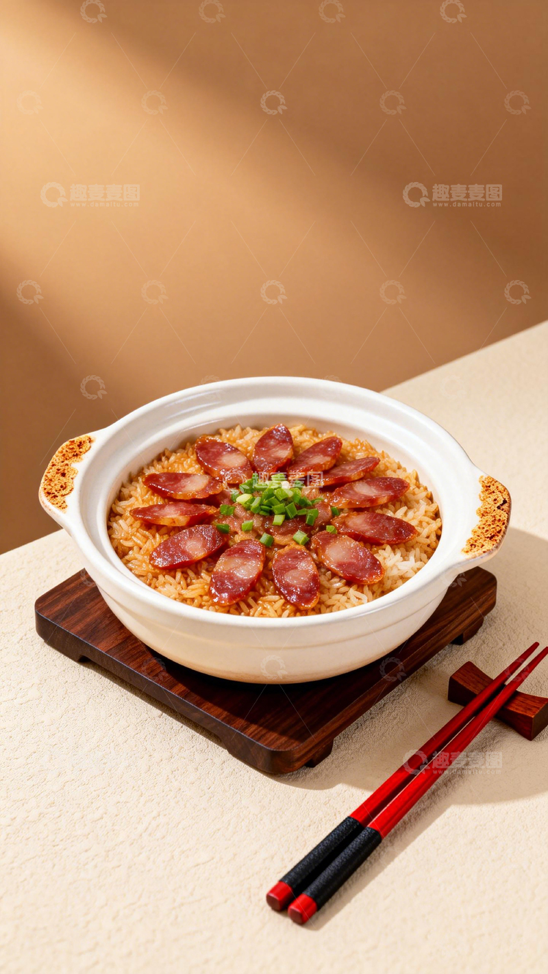 高清大图下载【趣麦麦图】砂锅腊味饭美食摄影