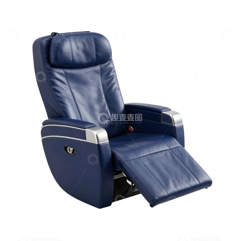 高清大图下载【趣麦麦图】高端蓝色皮质办公椅