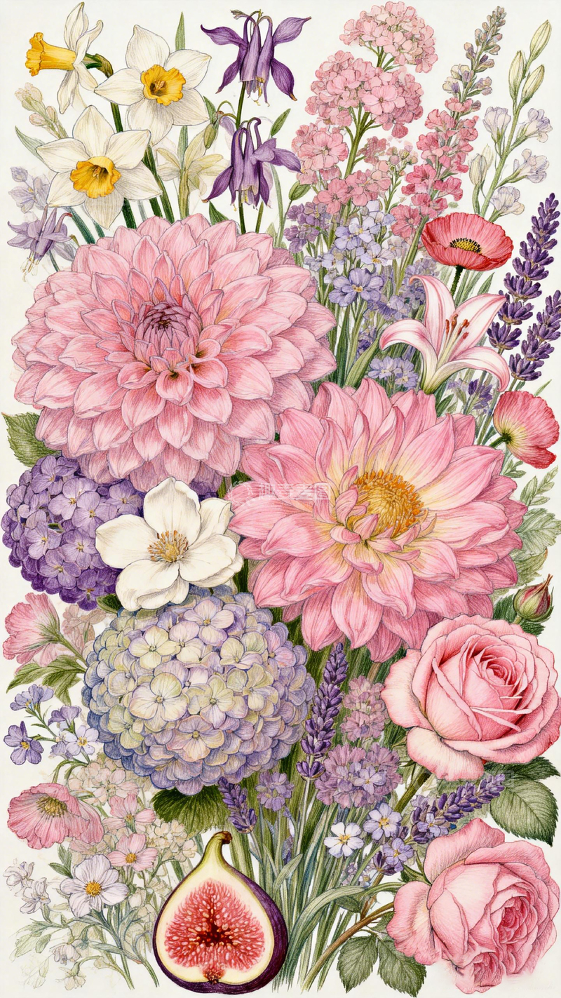 高清大图下载【趣麦麦图】精美花卉插画设计素材