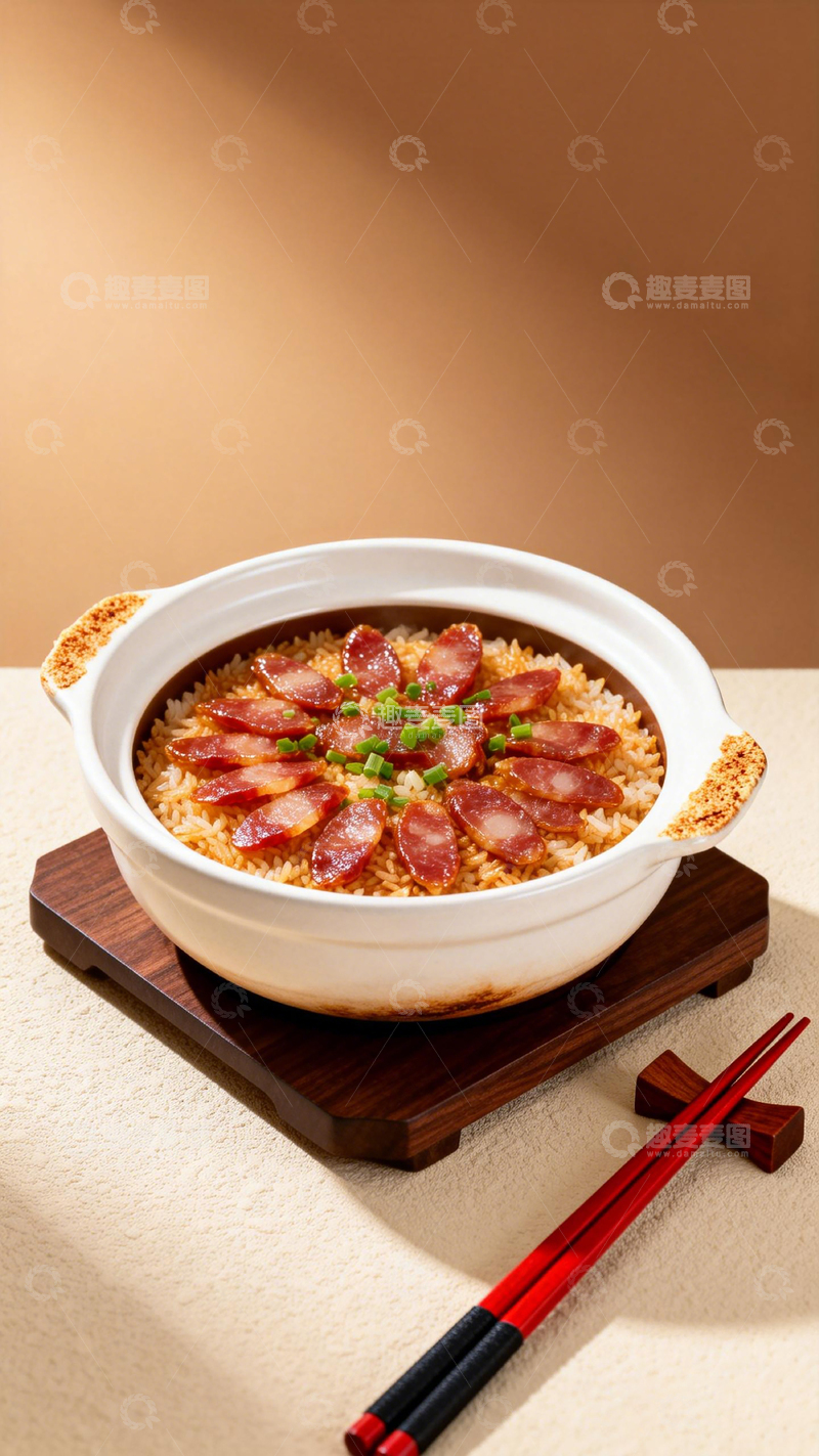 高清大图下载【趣麦麦图】砂锅腊味饭美食摄影