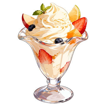 手绘冰淇淋水果装饰甜点插画