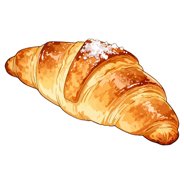 手绘风金黄色羊角面包美食插图
