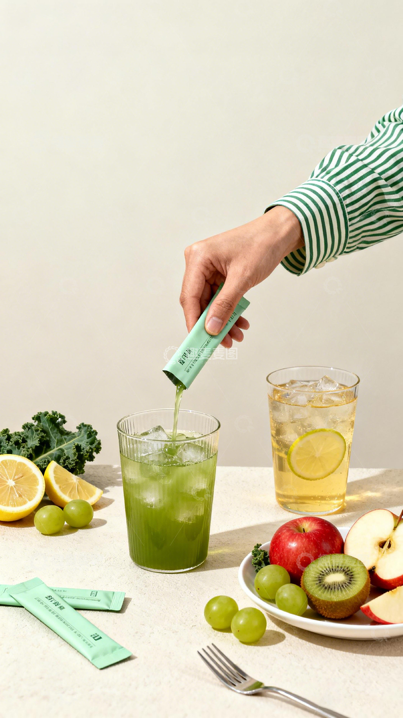 高清大图下载【趣麦麦图】健康生活绿色果汁制作场景