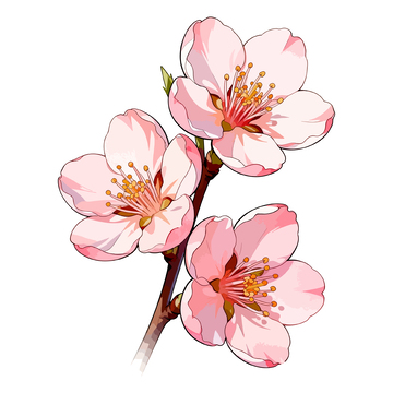 樱花盛开手绘插画
