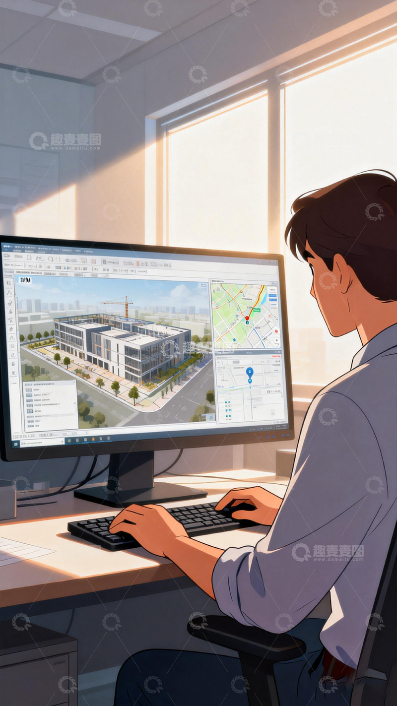高清大图下载【趣麦麦图】办公室动画场景设计工作