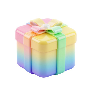 彩虹色礼盒卡通装饰物