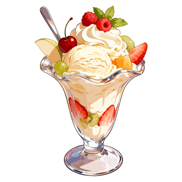 手绘风格冰淇淋甜点插画