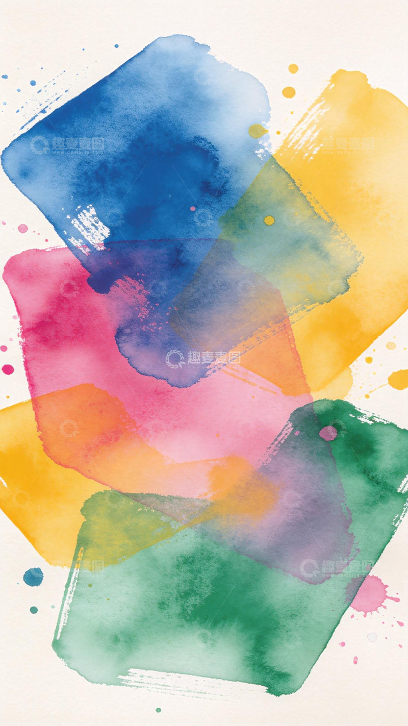 高清大图下载【趣麦麦图】水彩抽象图案装饰画设计素材