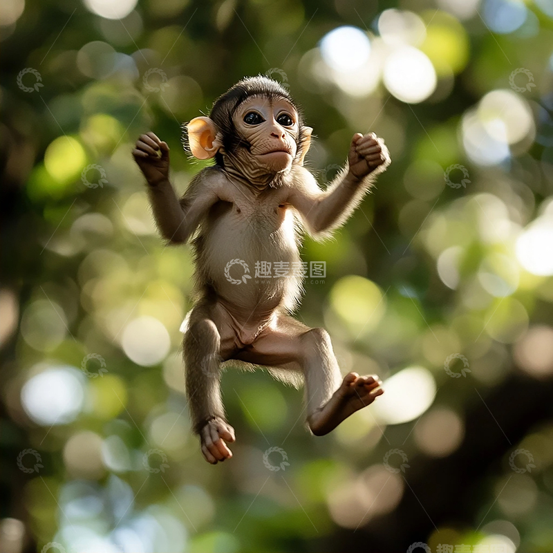 高清大图下载【趣麦麦图】探索丛林中的奇幻幼猴奇遇