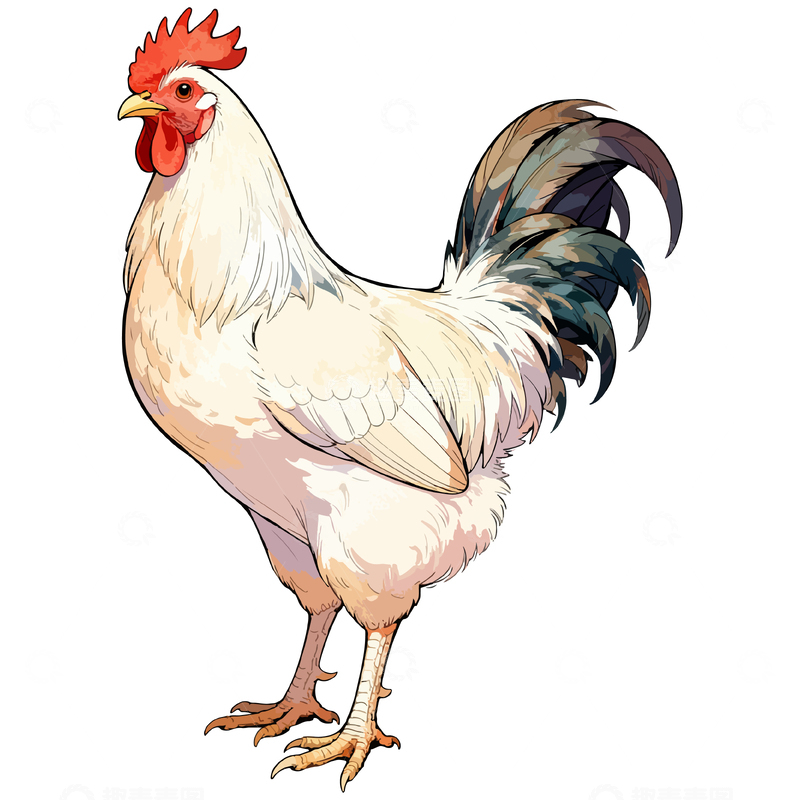 高清大图下载【趣麦麦图】手绘公鸡动物插画
