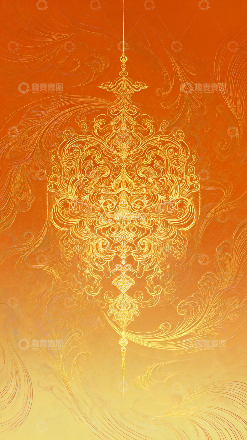 高清大图下载【趣麦麦图】华丽金色花纹装饰图案
