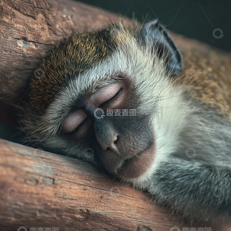 高清大图下载【趣麦麦图】夜色中静谧的猴影