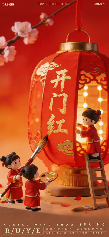 春节开门红喜庆场景模型设计