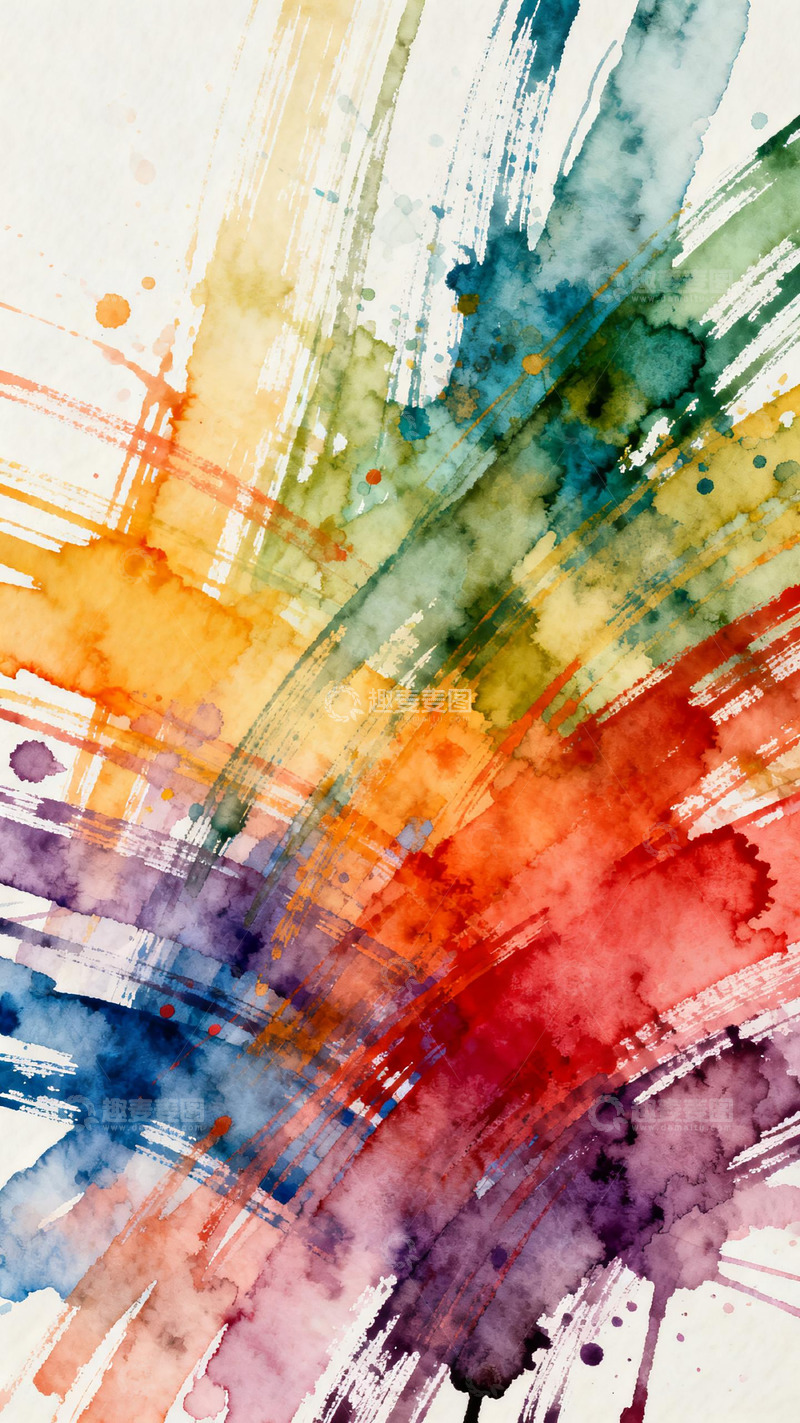 高清大图下载【趣麦麦图】色彩斑斓抽象水彩画