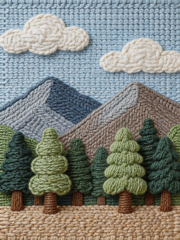 毛线编织山水风景画