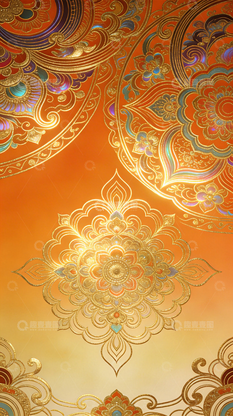 高清大图下载【趣麦麦图】华丽金色花纹装饰图案