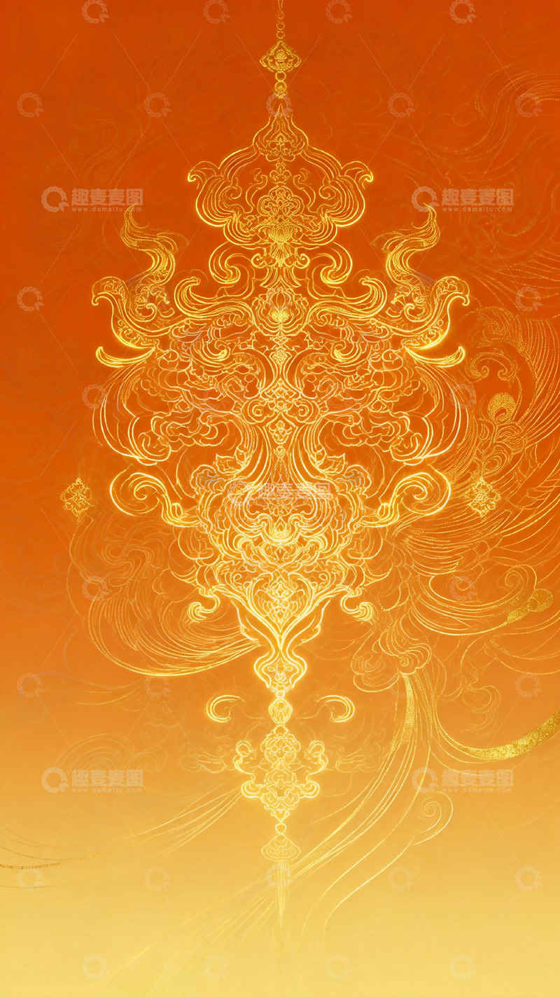 高清大图下载【趣麦麦图】金色华丽花纹装饰图案