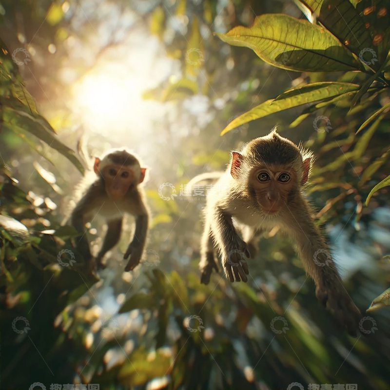 高清大图下载【趣麦麦图】太阳光下的灵动猴影