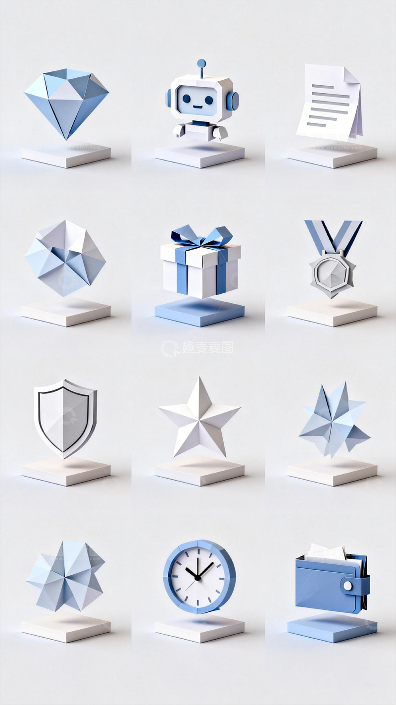 高清大图下载【趣麦麦图】简约立体图标设计素材