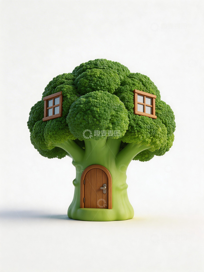 高清大图下载【趣麦麦图】创意西兰花树屋模型素材