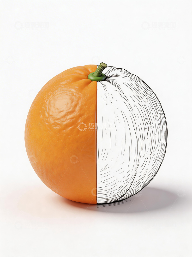 高清大图下载【趣麦麦图】创意橙子半绘设计