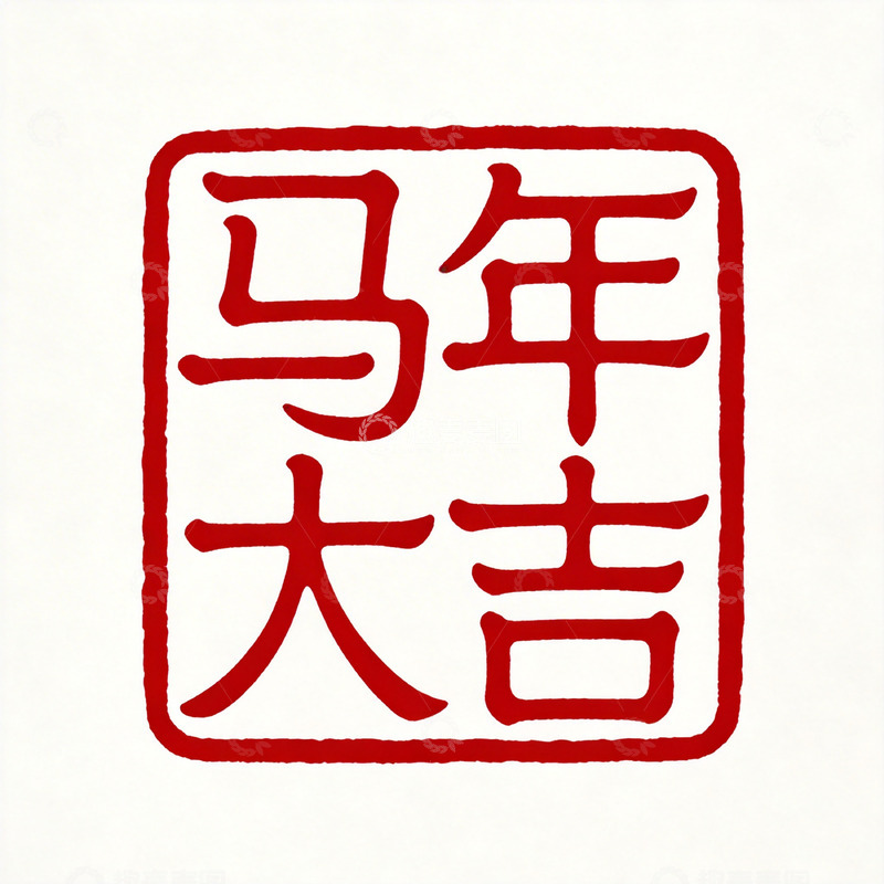 高清大图下载【趣麦麦图】印章风格马年祝福图案