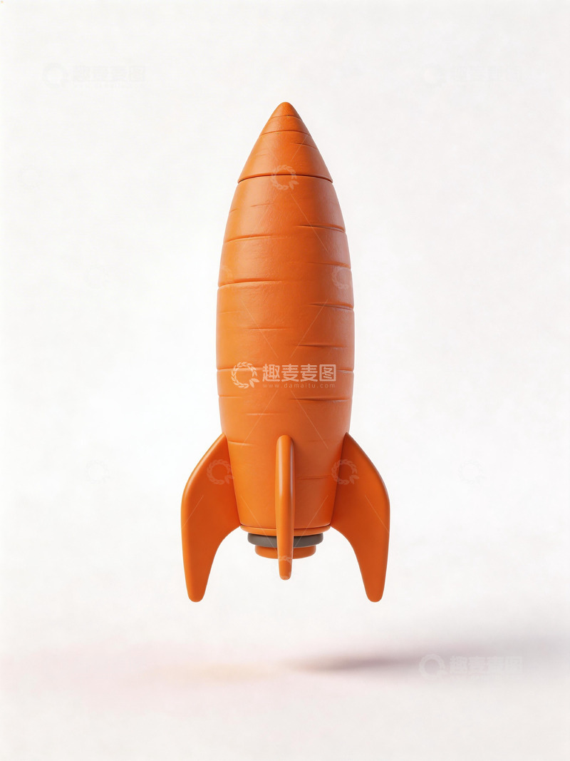 高清大图下载【趣麦麦图】橙红色火箭模型简约设计