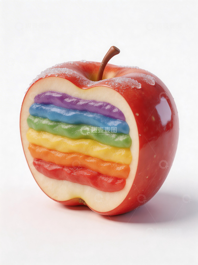 高清大图下载【趣麦麦图】苹果彩绘彩虹创意食品
