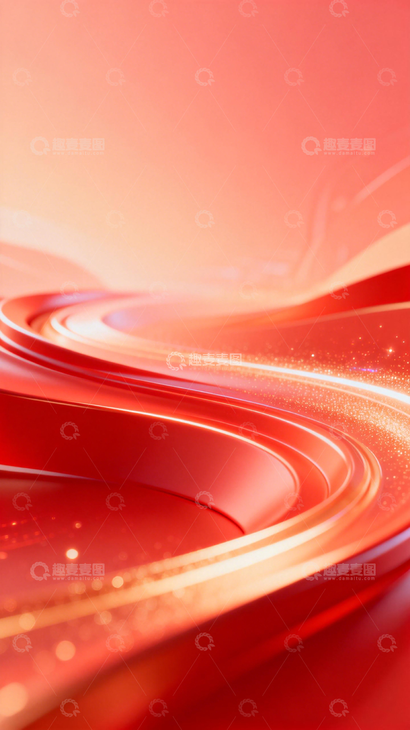 高清大图下载【趣麦麦图】红色流线光影艺术海报