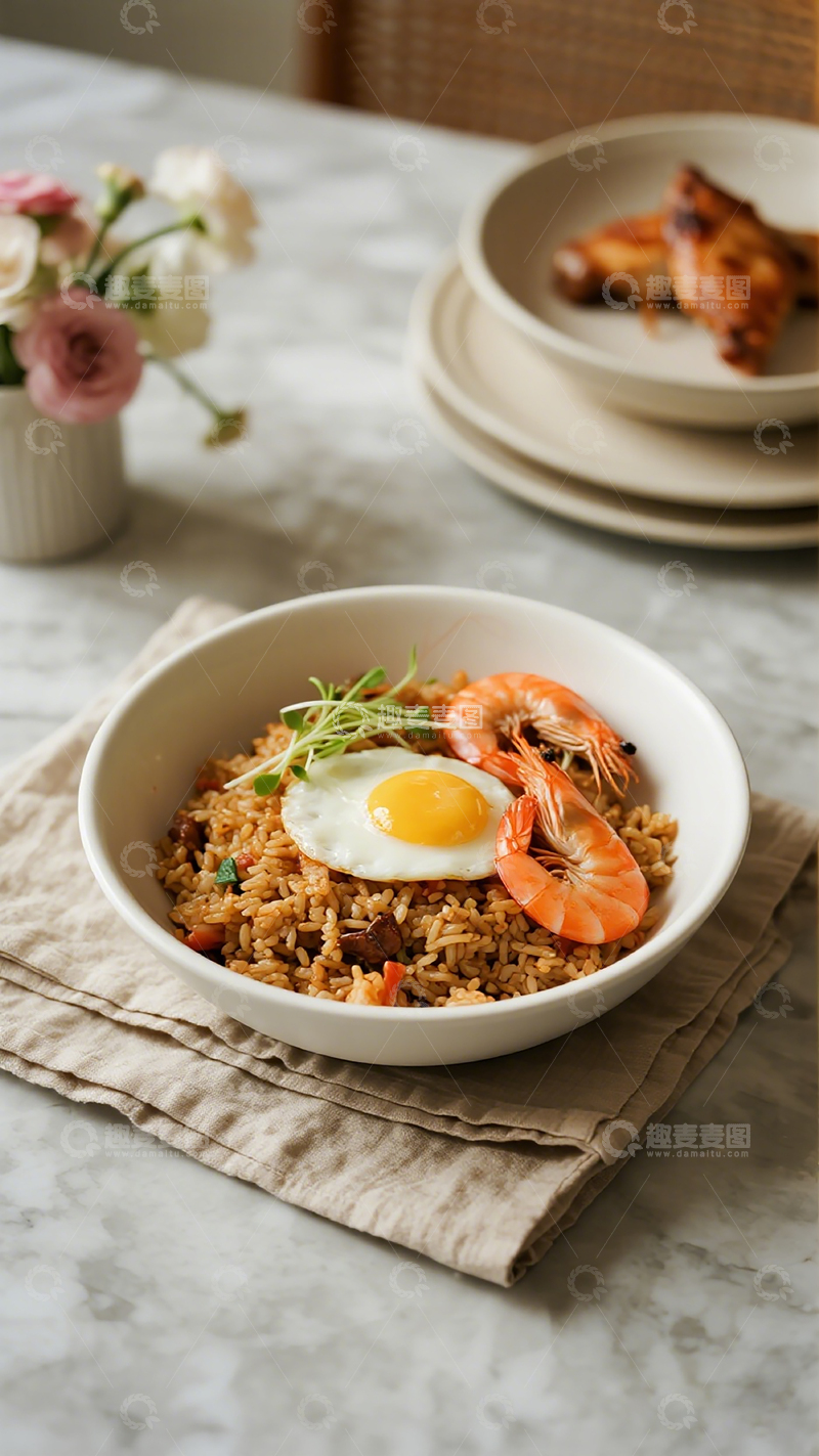 高清大图下载【趣麦麦图】美食摄影炒饭虾蛋摆盘